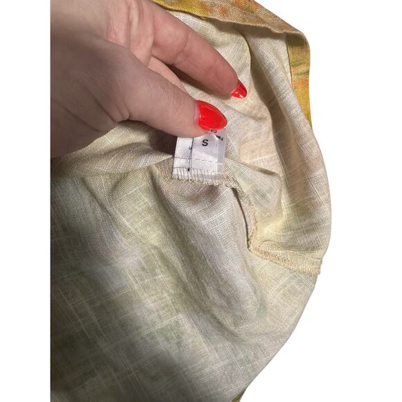 Stark X 100% Linen Yellow Floral Ruffle Sleeve Dress – Size Small - Picture 5 of 8